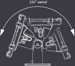 150 degrees swivel